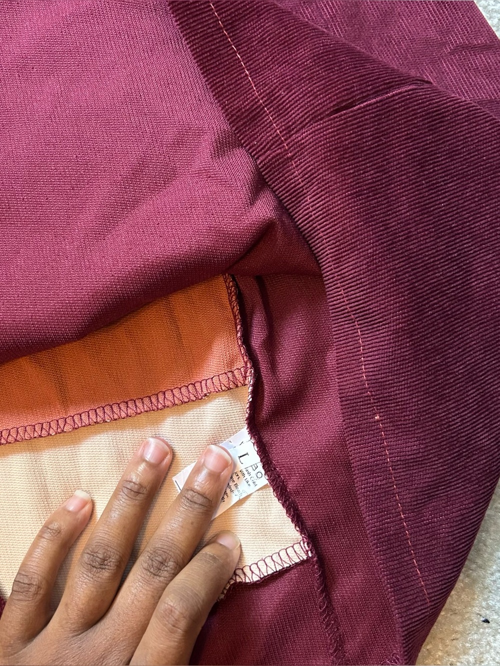 Patchwork Corduroy Mini Skirt in Rust, Burgundy & Beige - Picture 3 of 3